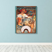 Alphonse Mucha Biscuits Lefevre-Utile Speckled van Canvas Afdruk (Insitu (Houten vloer))