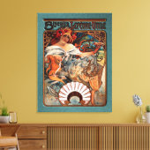 Alphonse Mucha Biscuits Lefevre-Utile Speckled van Canvas Afdruk (Insitu (Woonkamer))