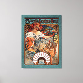 Alphonse Mucha Biscuits Lefevre-Utile Speckled van Canvas Afdruk