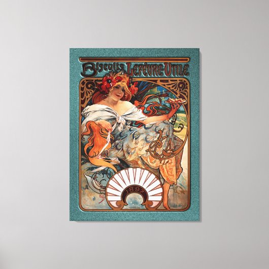 Alphonse Mucha Biscuits Lefevre-Utile Speckled van Canvas Afdruk (Voorkant)