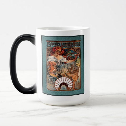 Alphonse Mucha Biscuits Lefevre-Utile Speckled van Magische Mok (Links)