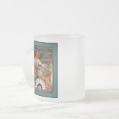 Alphonse Mucha Biscuits Lefevre-Utile Speckled van Matglas Koffiemok (Voorkant links)