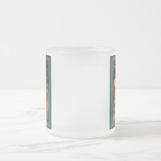 Alphonse Mucha Biscuits Lefevre-Utile Speckled van Matglas Koffiemok (Center)