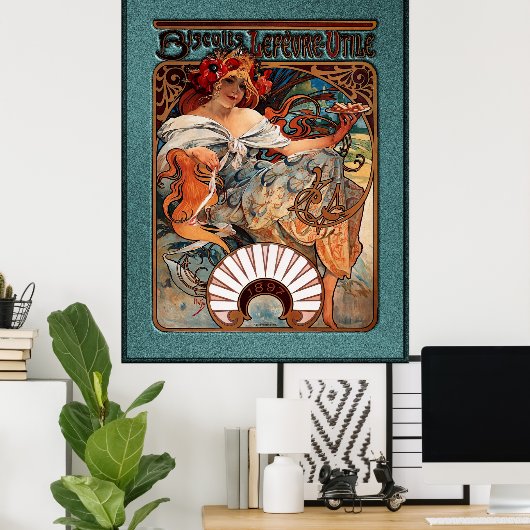 Alphonse Mucha Biscuits Lefevre-Utile Speckled van Poster (Thuiskantoor)