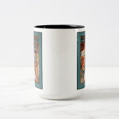 Alphonse Mucha Biscuits Lefevre-Utile Speckled van Tweekleurige Koffiemok (Center)