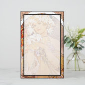 Alphonse Mucha Bloem Briefpapier (Staand voorkant)