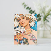 Alphonse Mucha - Bloem - Retro Art Nouveau Briefkaart (Staand voorkant)