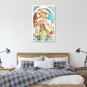 Alphonse Mucha - Bloem - Retro Art Nouveau Canvas Afdruk (Insitu (Slaapkamer))