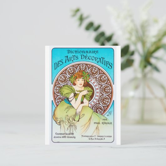 Alphonse Mucha Briefkaart (Staand voorkant)