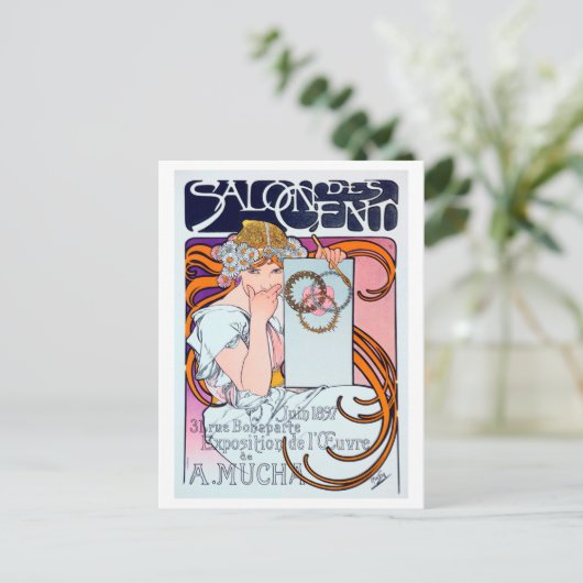 Alphonse Mucha Briefkaart (Staand voorkant)
