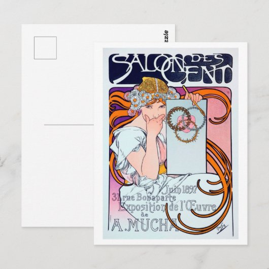 Alphonse Mucha Briefkaart (Voorkant / Achterkant)