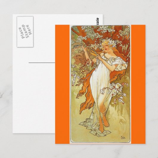 Alphonse Mucha Briefkaart (Voorkant / Achterkant)