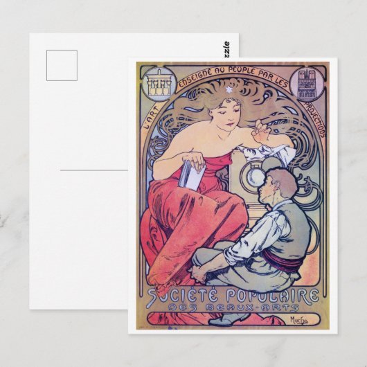 Alphonse Mucha Briefkaart (Voorkant / Achterkant)