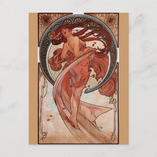 Alphonse Mucha, Briefkaart "Dance" (Voorkant)