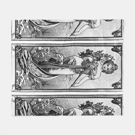 Alphonse Mucha Broken Blossom Fleece Deken (Voorkant (Horizontaal))
