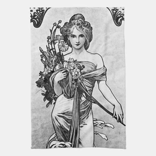 Alphonse Mucha Broken Blossom Theedoek (Verticaal)