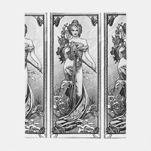 Alphonse Mucha Broken Blossoms Fleece Deken (Voorkant)