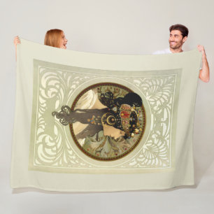 Alphonse Mucha - Byzantijnse hoofden brunette Fleece Deken