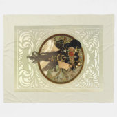 Alphonse Mucha - Byzantine Head Brunette Fleece Deken (Voorkant (Horizontaal))