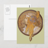 Alphonse Mucha ~ Byzantine Head: De eend Briefkaart (Voorkant / Achterkant)