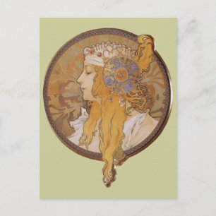 Alphonse Mucha ~ Byzantine Head: De eend Briefkaart