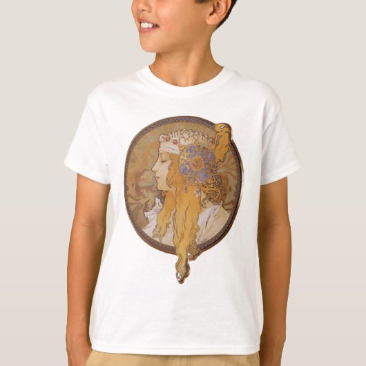 Alphonse Mucha ~ Byzantine Head: The Blonde T-shirt (Voorkant)