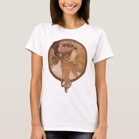 Alphonse Mucha Byzantine Head, The Brunette T-shirt (Voorkant)