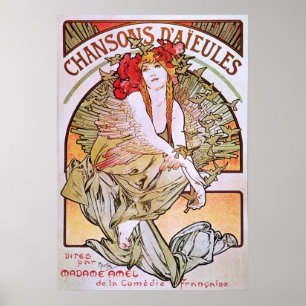 Alphonse Mucha. Chansons D'Aieules, c.1898 Poster