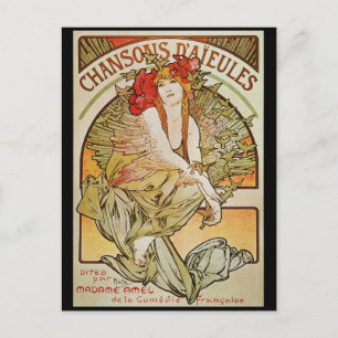 ALPHONSE MUCHA CHANSONS D'AJEULES BRIEFKAART