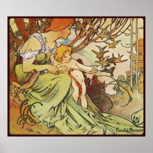 alphonse mucha chocolade bij mexicain poster