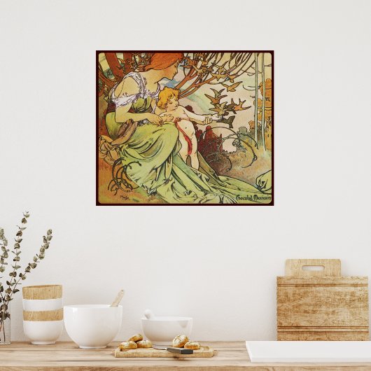 alphonse mucha chocolade bij mexicain poster (Keuken)