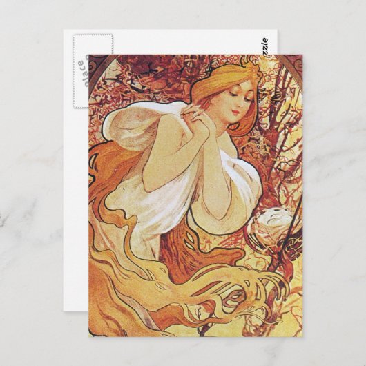 Alphonse Mucha Chocolat Briefkaart (Voorkant / Achterkant)