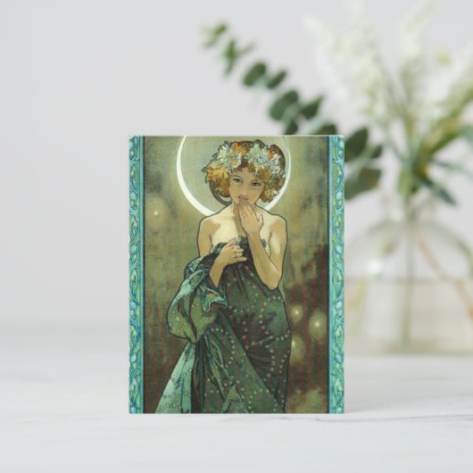 Alphonse Mucha Clair de Lune Invitations Kaart (Staand voorkant)