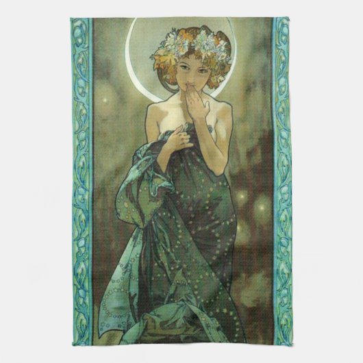 Alphonse Mucha Clair de Lune Kitchen Towel Theedoek (Verticaal)