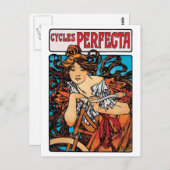 Alphonse Mucha - Cycla Perfecta Retro Art Nouveau Briefkaart (Voorkant / Achterkant)