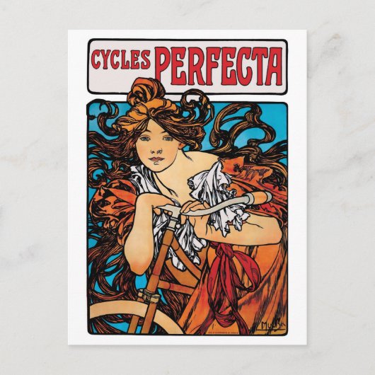 Alphonse Mucha - Cycla Perfecta Retro Art Nouveau Briefkaart (Voorkant)