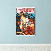 Alphonse Mucha - Cycla Perfecta Retro Art Nouveau Canvas Afdruk (Insitu (Houten vloer))