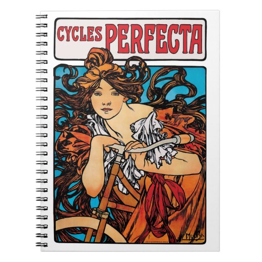 Alphonse Mucha - Cycla Perfecta Retro Art Nouveau Notitieboek (Voorkant)