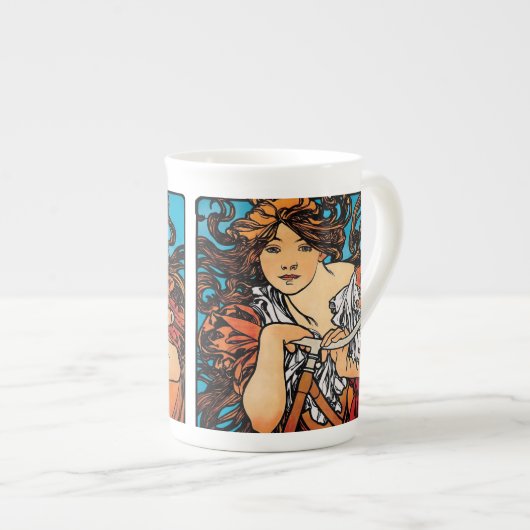 Alphonse Mucha - Cycla Perfecta Retro Art Nouveau Porselein Kop (Voorkant rechts)
