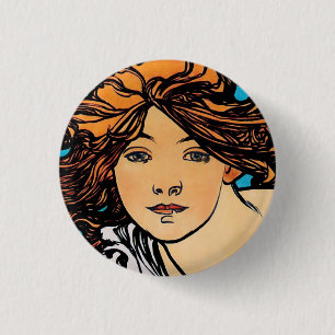Alphonse Mucha - Cycla Perfecta Retro Art Nouveau Ronde Button 3,2 Cm