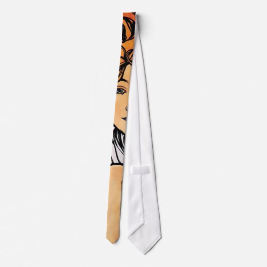 Alphonse Mucha - Cycla Perfecta Retro Art Nouveau Stropdas (Achterkant)