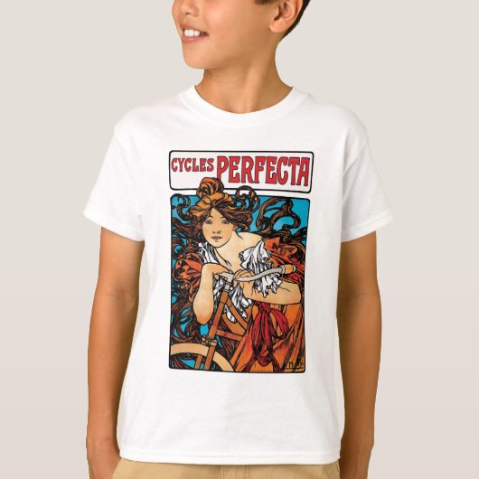 Alphonse Mucha - Cycla Perfecta Retro Art Nouveau T-shirt (Voorkant)