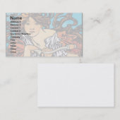 Alphonse Mucha - Cycla Perfecta Retro Art Nouveau Visitekaartje (Voorkant / Achterkant)