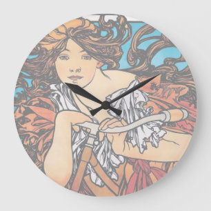 Alphonse Mucha - Cycles Perfecta Retro Art Nouveau Grote Klok