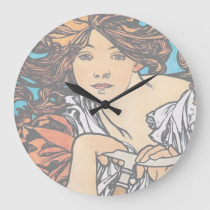 Alphonse Mucha - Cycles Perfecta Retro Art Nouveau Grote Klok