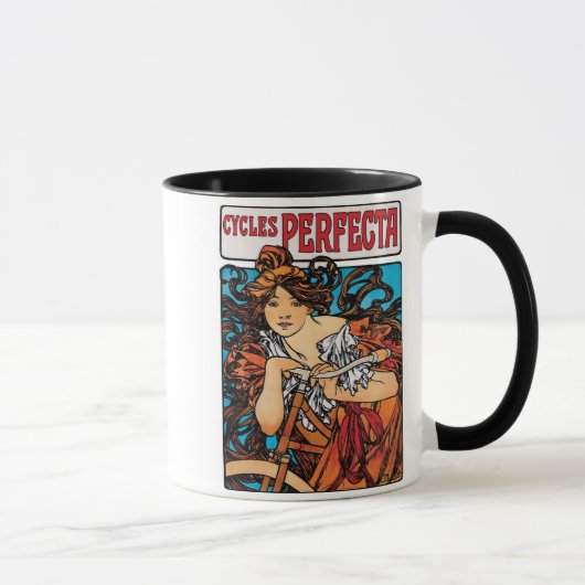 Alphonse Mucha - Cycles Perfecta Retro Art Nouveau Mok (Rechts)