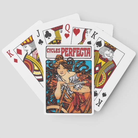 Alphonse Mucha - Cycles Perfecta Retro Art Nouveau Speelkaarten (Achterkant)
