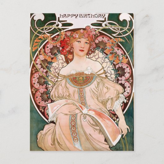 Alphonse Mucha: Dagdroom (Rêverie) Briefkaart (Voorkant)