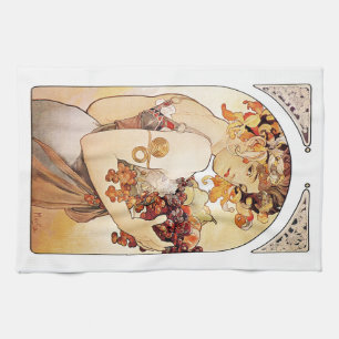 Alphonse Mucha Dame With Fruit Theedoek