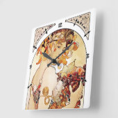 Alphonse Mucha Dame With Fruit Vierkante Klok (Hoek)